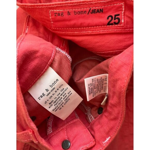 Rag & Bone Dre Capri Distressed Skinny Jeans Custom Dyed Coral Size 25 NEW! - Picture 11 of 13